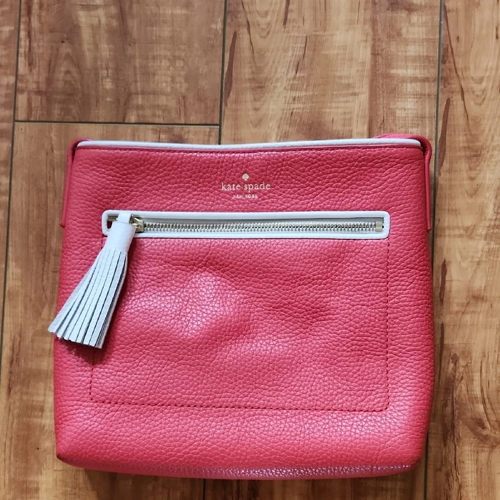 Kate Spade Pink Leather Shoulder Bag with White Tassel